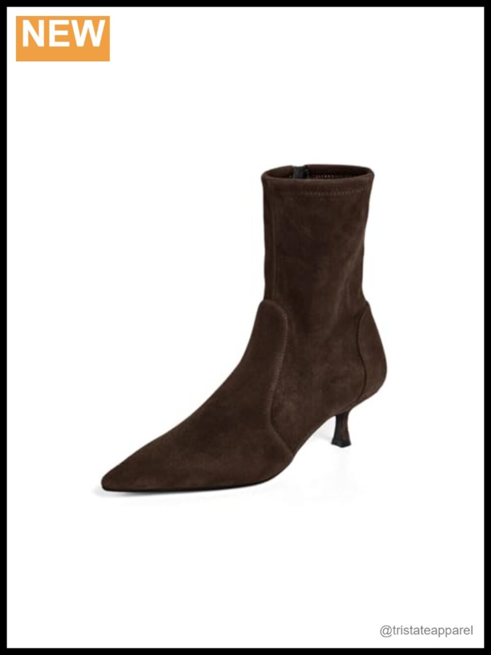 Faux Suede Leather Kitten Heel Ankle Boots Pointed Toe Side Zipper